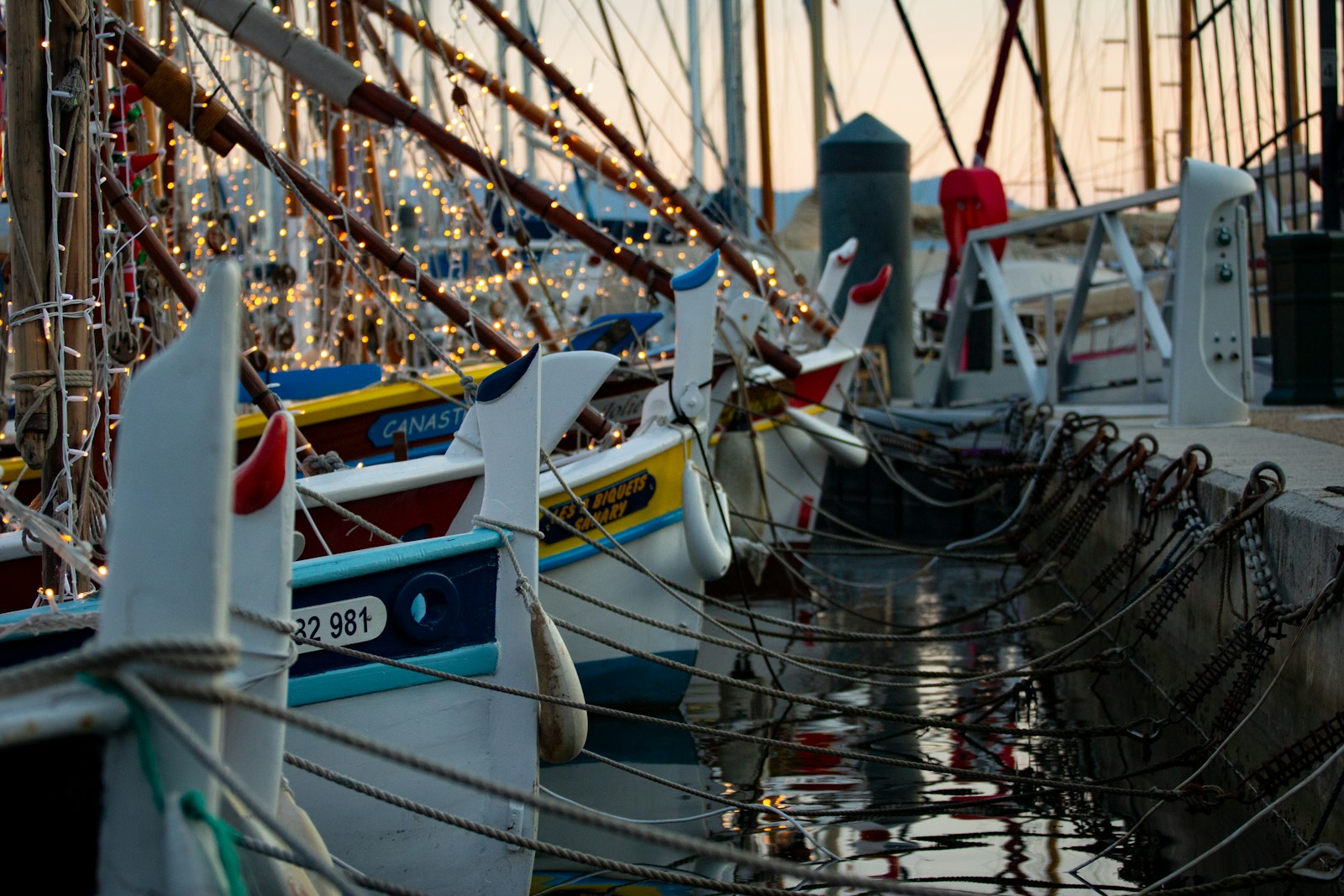 several boats in a port